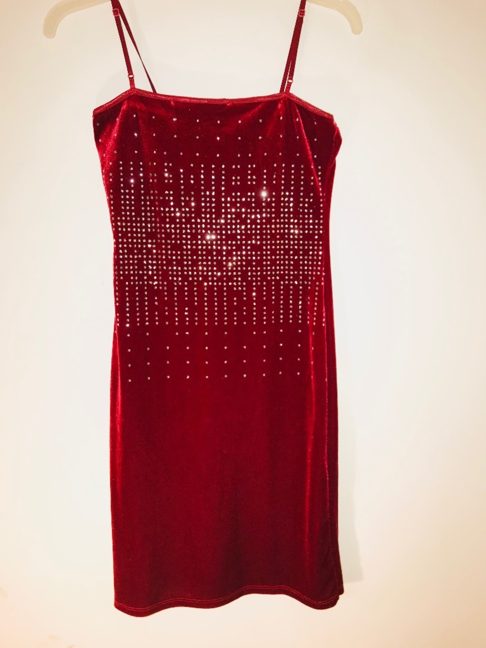 Vintage Team USA Red Crushed Velvet Silver Glitter Bodycon Mini Dress Medium Y2K